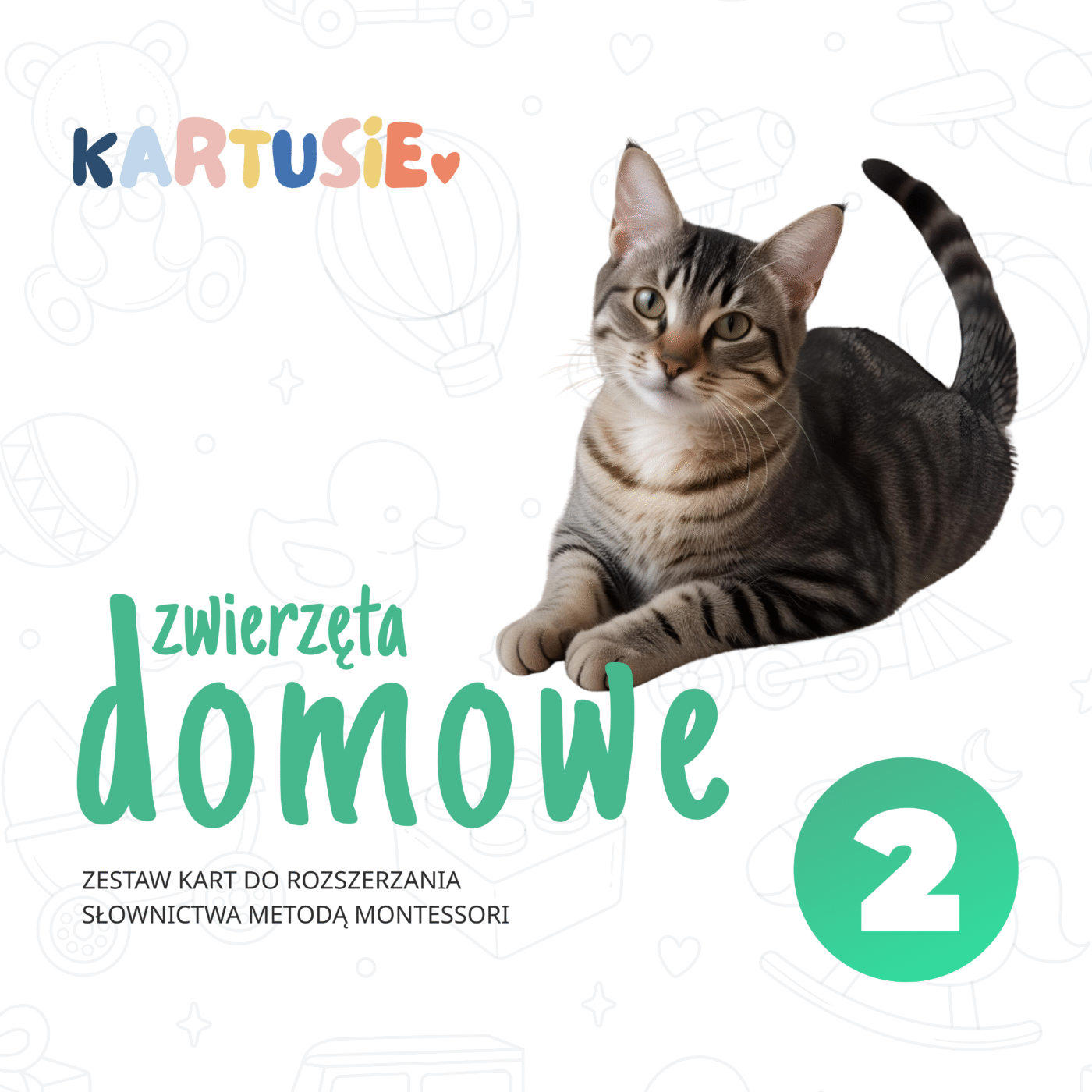 Zwierzęta domowe, 9 kart edukacyjnych Montessori