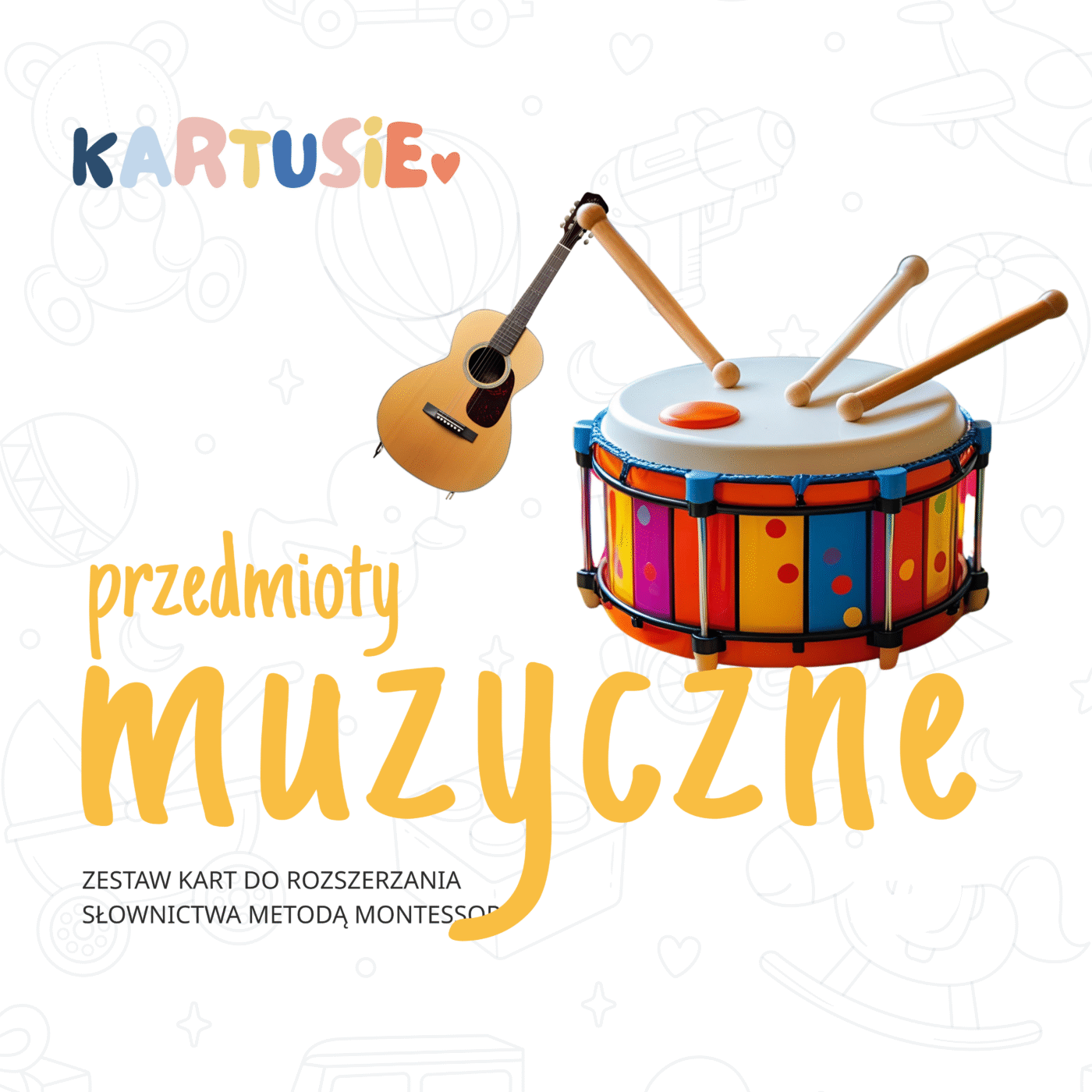 Przedmioty muzyczne, 9 kart edukacyjnych Montessori